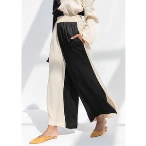 DELFINA BALDA EQUILIBRIO BLACK WHITE Colorblock Wide Leg Pants Sz XS